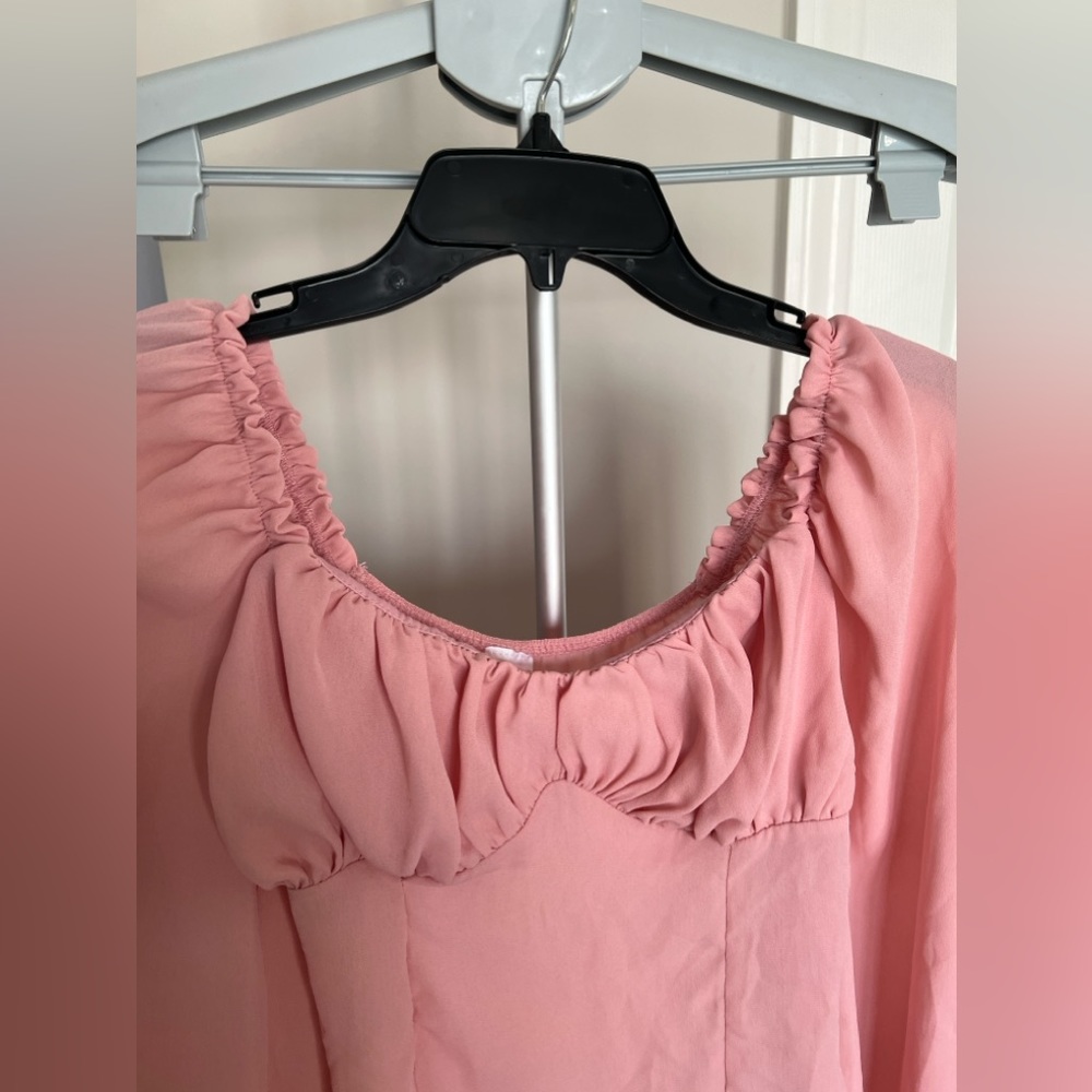 Abound Pink Woven Bustier Long Sleeve Top Size XS (0-2) NWOT - Picture 11 of 12